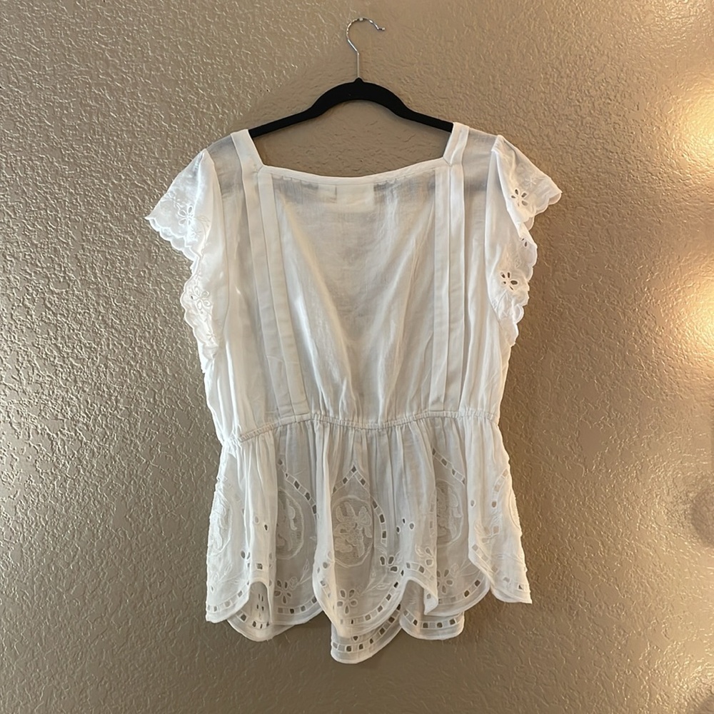 NWT Cream-colored peplum top, size 12. Maeve by Anthropologie. - Picture 2 of 4